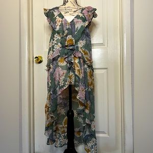 Promesa sheer floral high low dress